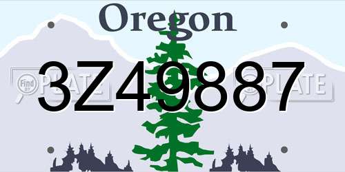 3Z49887 Oregon License Plate