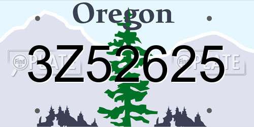 3Z52625 Oregon License Plate