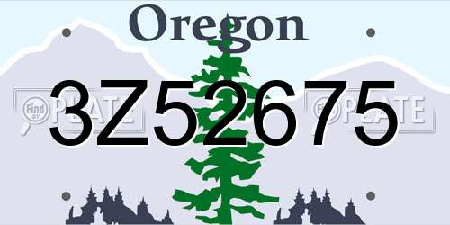 3Z52675 Oregon License Plate