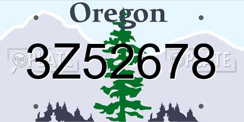 3Z52678 Oregon License Plate