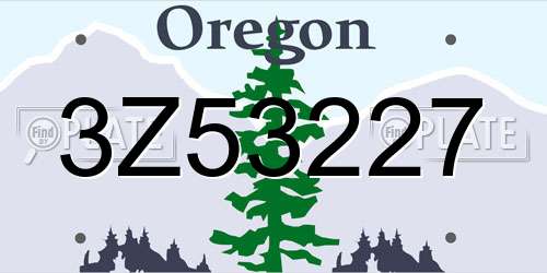 3Z53227 Oregon License Plate
