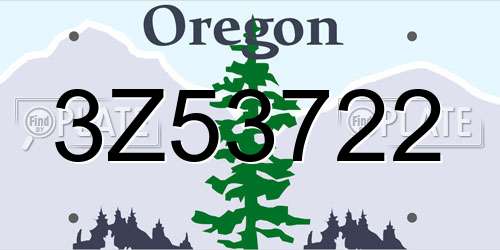 3Z53722 Oregon License Plate