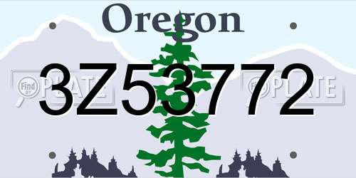 3Z53772 Oregon License Plate
