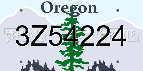 3Z54224 Oregon License Plate
