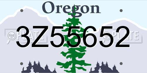 3Z55652 Oregon License Plate
