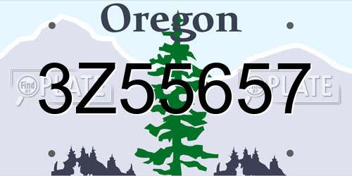 3Z55657 Oregon License Plate
