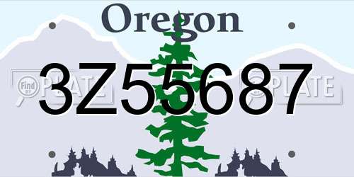 3Z55687 Oregon License Plate