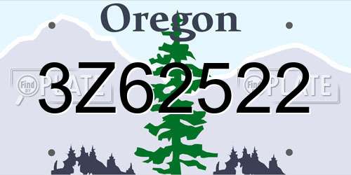 3Z62522 Oregon License Plate