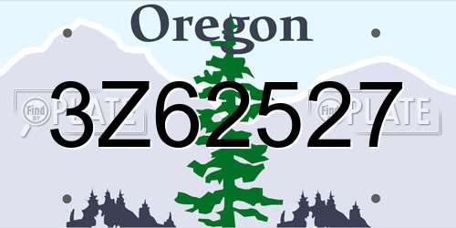 3Z62527 Oregon License Plate