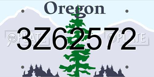 3Z62572 Oregon License Plate