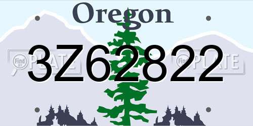 3Z62822 Oregon License Plate