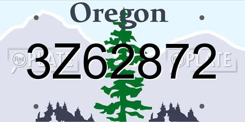 3Z62872 Oregon License Plate