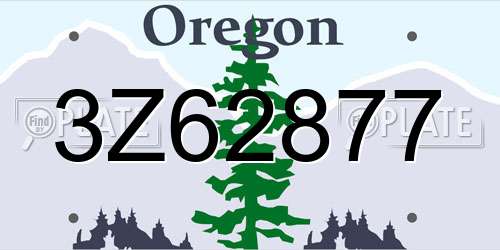 3Z62877 Oregon License Plate