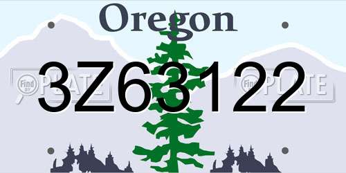 3Z63122 Oregon License Plate