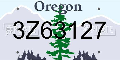 3Z63127 Oregon License Plate