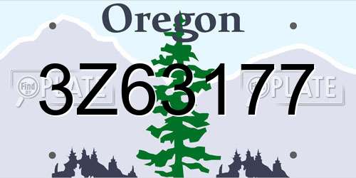 3Z63177 Oregon License Plate