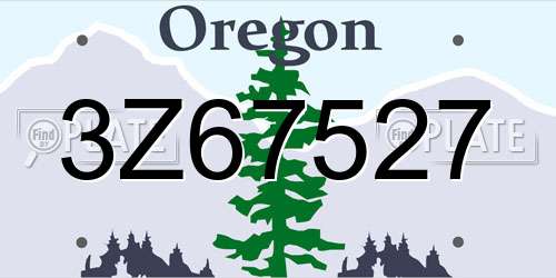 3Z67527 Oregon License Plate