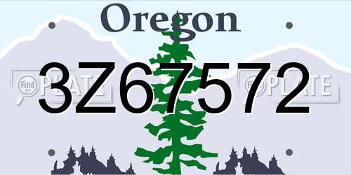 3Z67572 Oregon License Plate