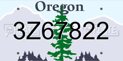 3Z67822 Oregon License Plate
