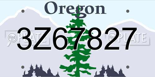 3Z67827 Oregon License Plate