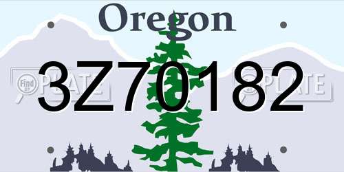 3Z70182 Oregon License Plate