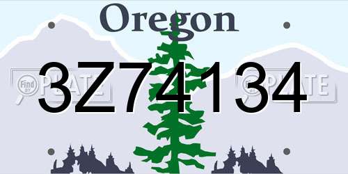 3Z74134 Oregon License Plate