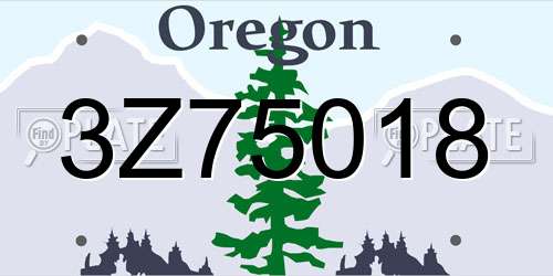 3Z75018 Oregon License Plate