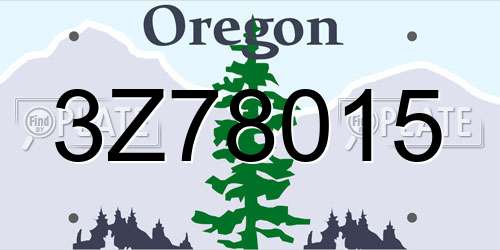 3Z78015 Oregon License Plate