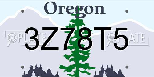 3Z78T5 Oregon License Plate