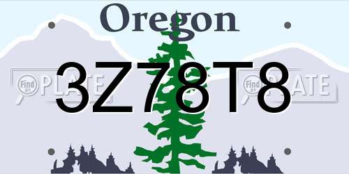 3Z78T8 Oregon License Plate
