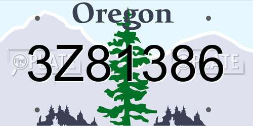 3Z81386 Oregon License Plate