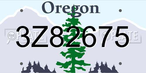 3Z82675 Oregon License Plate