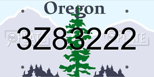 3Z83222 Oregon License Plate