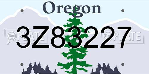 3Z83227 Oregon License Plate