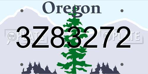 3Z83272 Oregon License Plate
