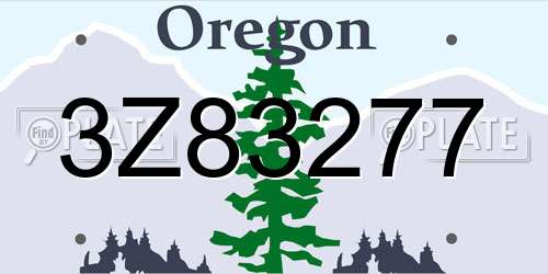 3Z83277 Oregon License Plate