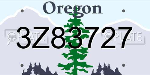 3Z83727 Oregon License Plate