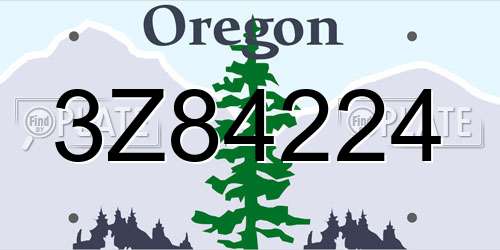 3Z84224 Oregon License Plate