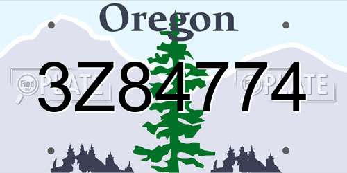 3Z84774 Oregon License Plate