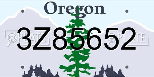 3Z85652 Oregon License Plate