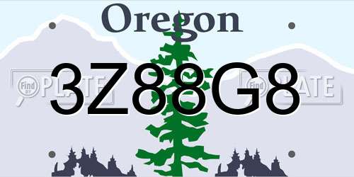 3Z88G8 Oregon License Plate