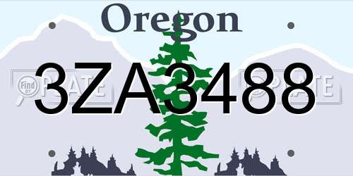 3ZA3488 Oregon License Plate