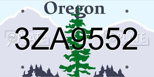3ZA9552 Oregon License Plate