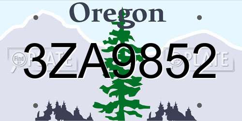 3ZA9852 Oregon License Plate