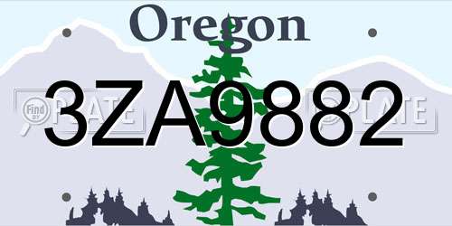 3ZA9882 Oregon License Plate