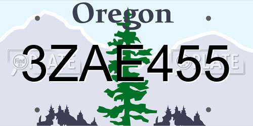 3ZAE455 Oregon License Plate