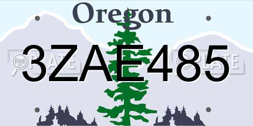 3ZAE485 Oregon License Plate