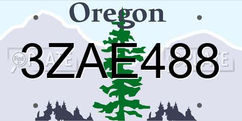 3ZAE488 Oregon License Plate