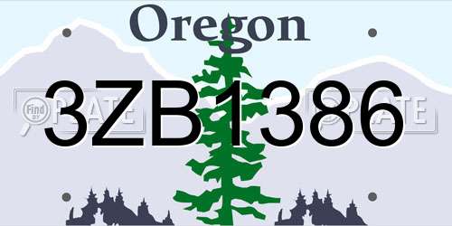 3ZB1386 Oregon License Plate