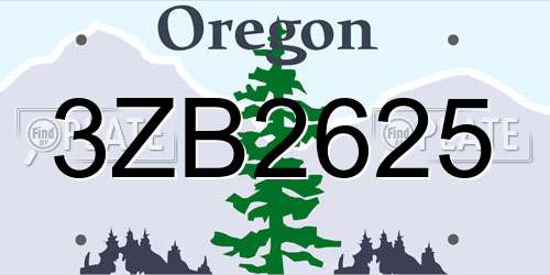 3ZB2625 Oregon License Plate